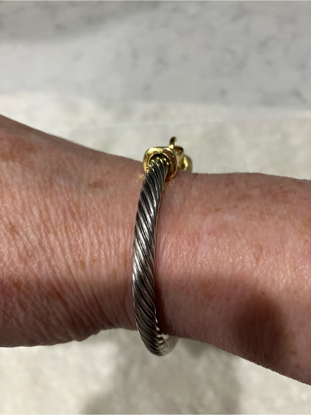 David Yurman Two-Tone Cable Bracelet in Silver and Gold - Picture 6 of 11